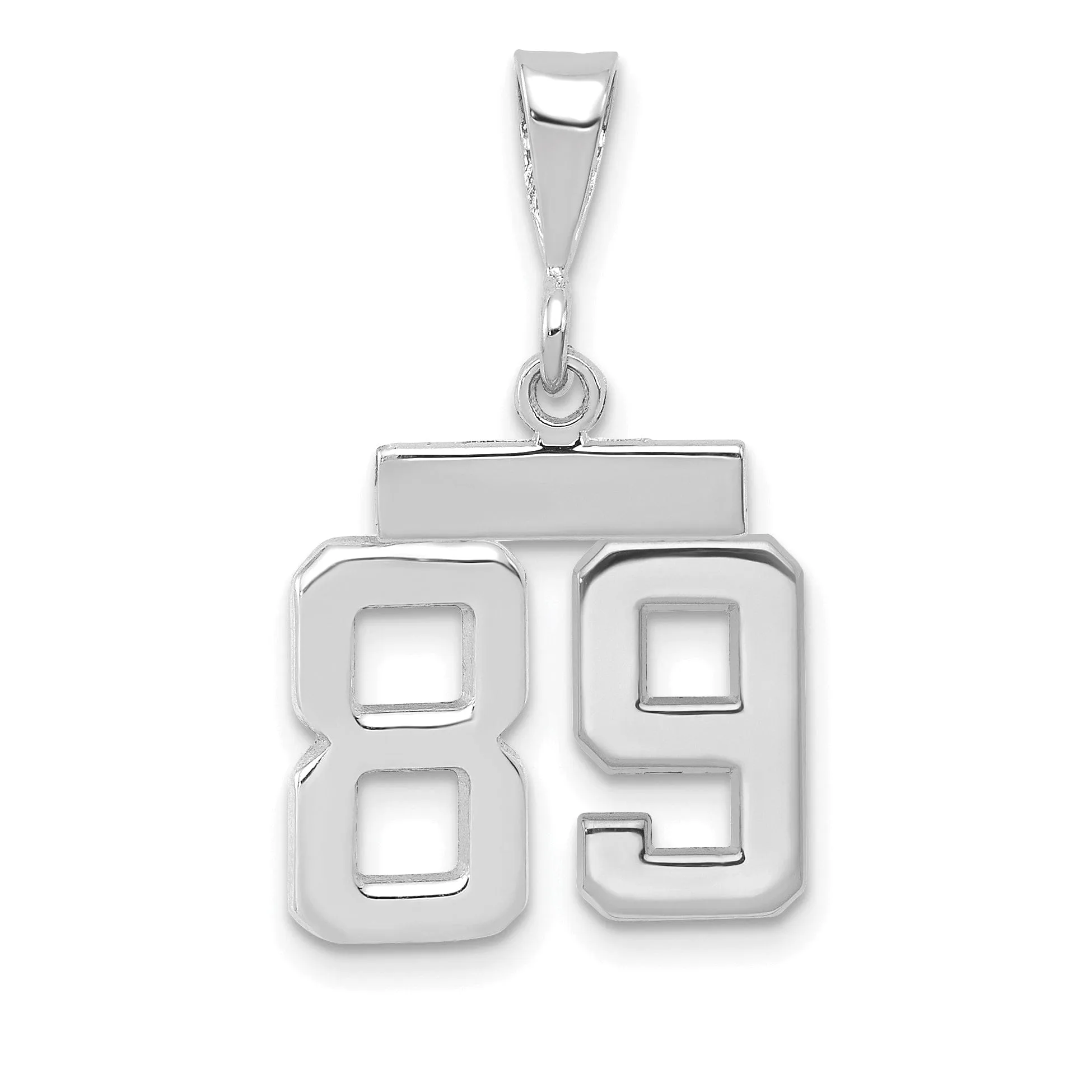 14k White Gold Polished Finish Small Size Number 89 Charm Pendant