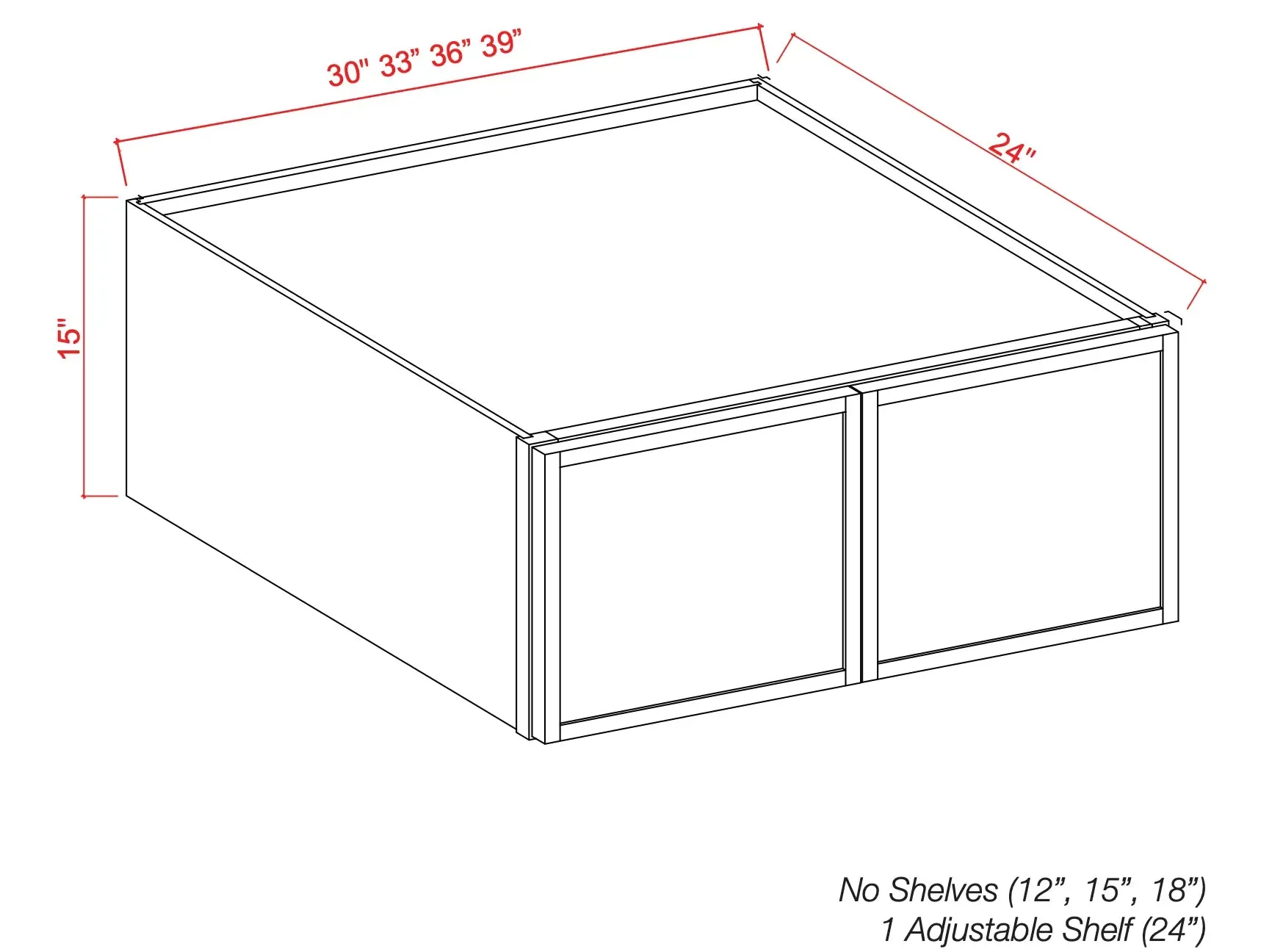 15" High Refrigerator Wall Cabinet - Shaker Slim