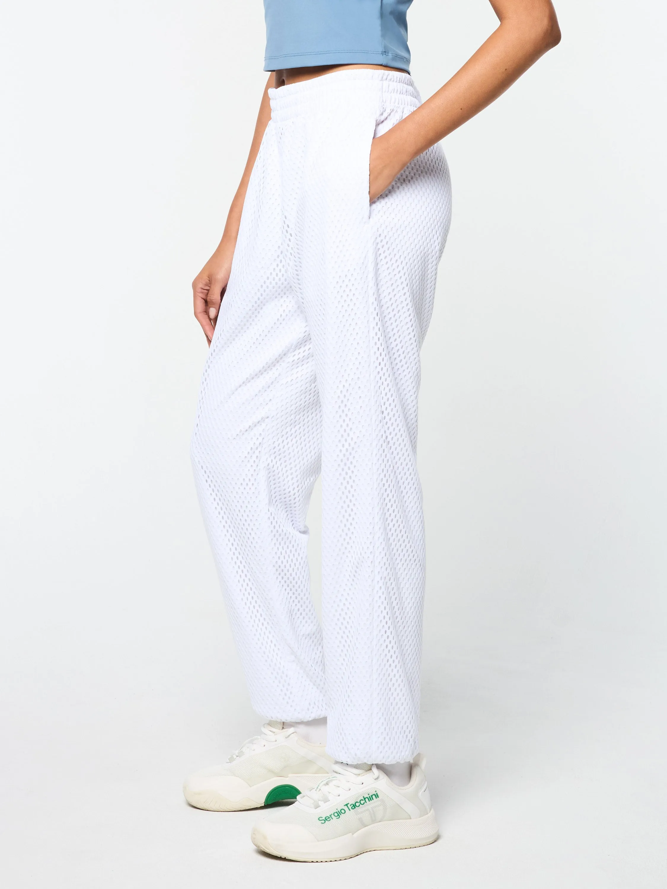 Adria Mesh Track Pant- Brilliant White