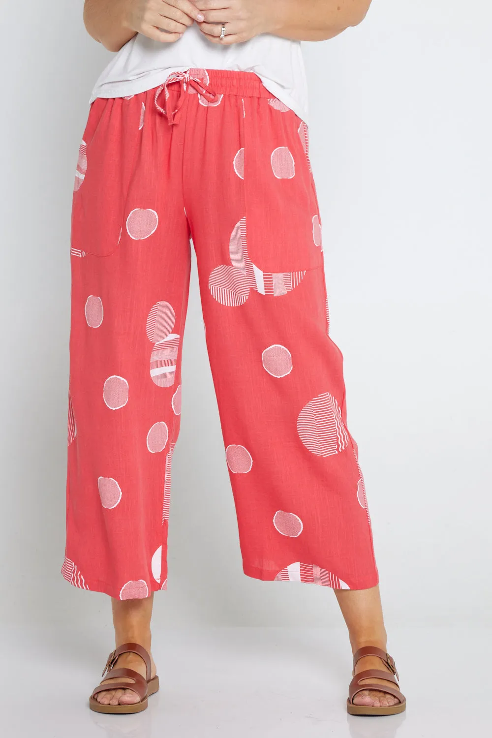 Aiko Linen Pants - Coral Spot