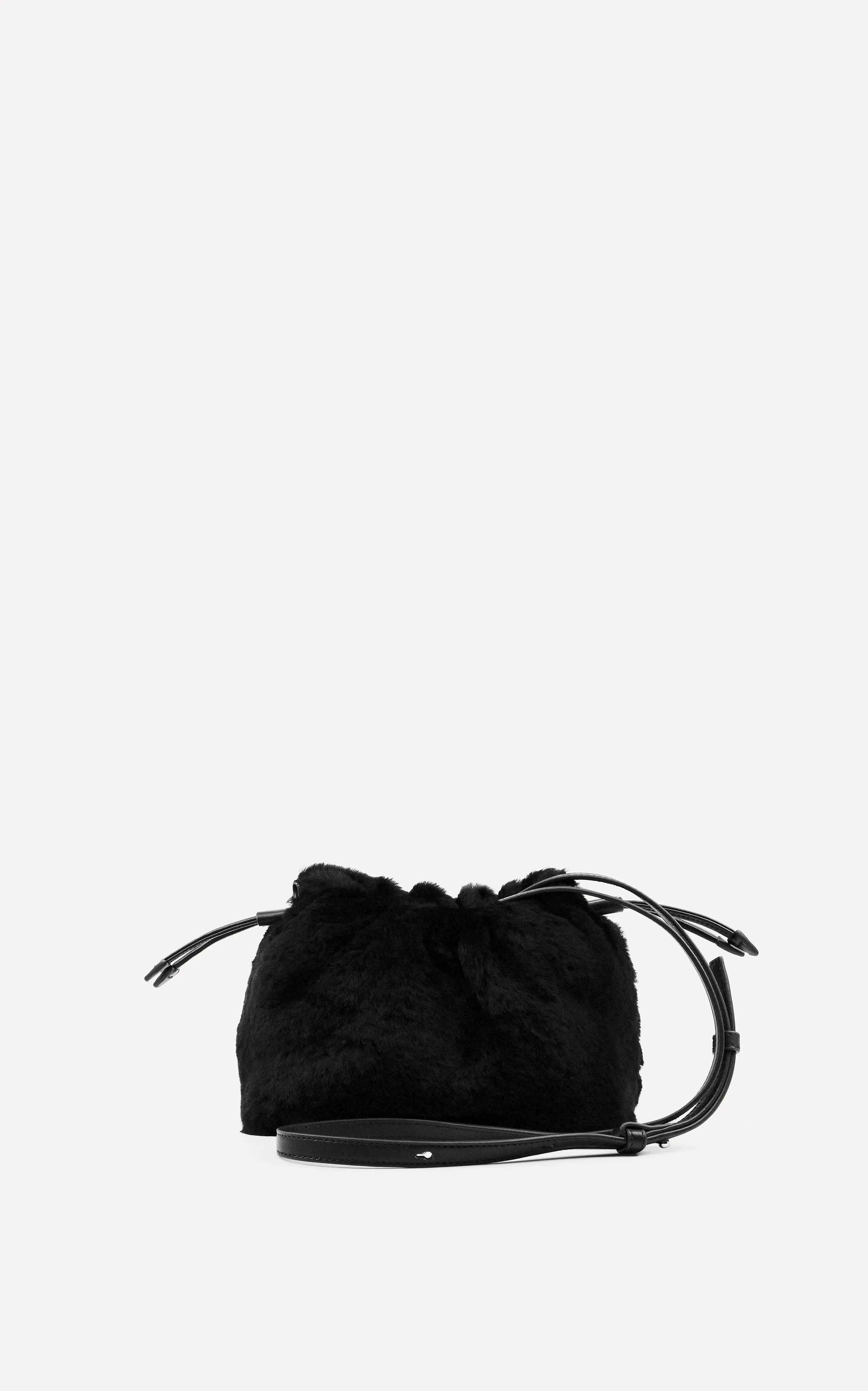 Alexandra Petite Drawstring | Black Shearling