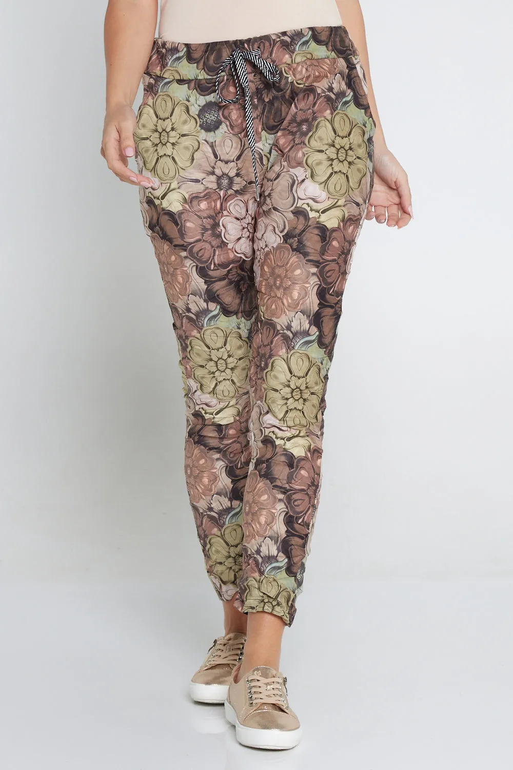 Alina Pants - Brown/Green Floral