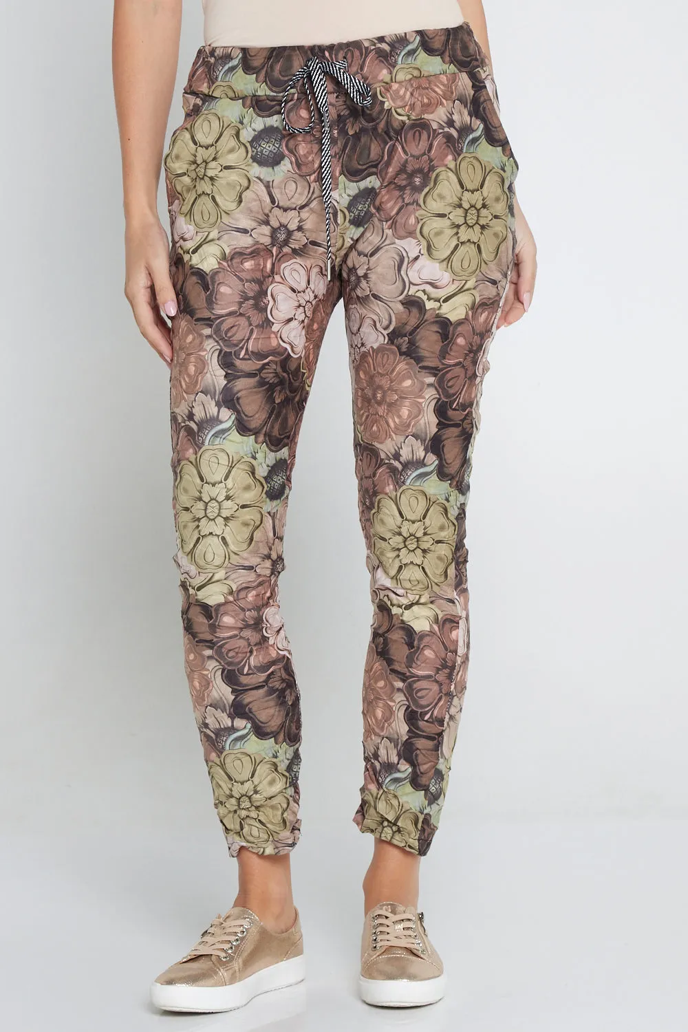 Alina Pants - Brown/Green Floral