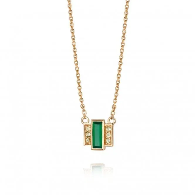 Beloved Green Onyx Baguette 18ct Gold Plated Necklace JN05_GP