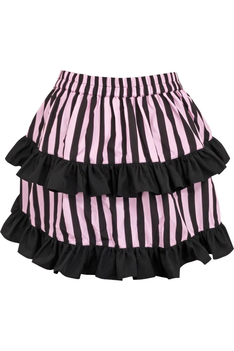 Black/Pink Striped Ruched Bustle Skirt