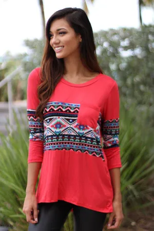 Coral Printed Top