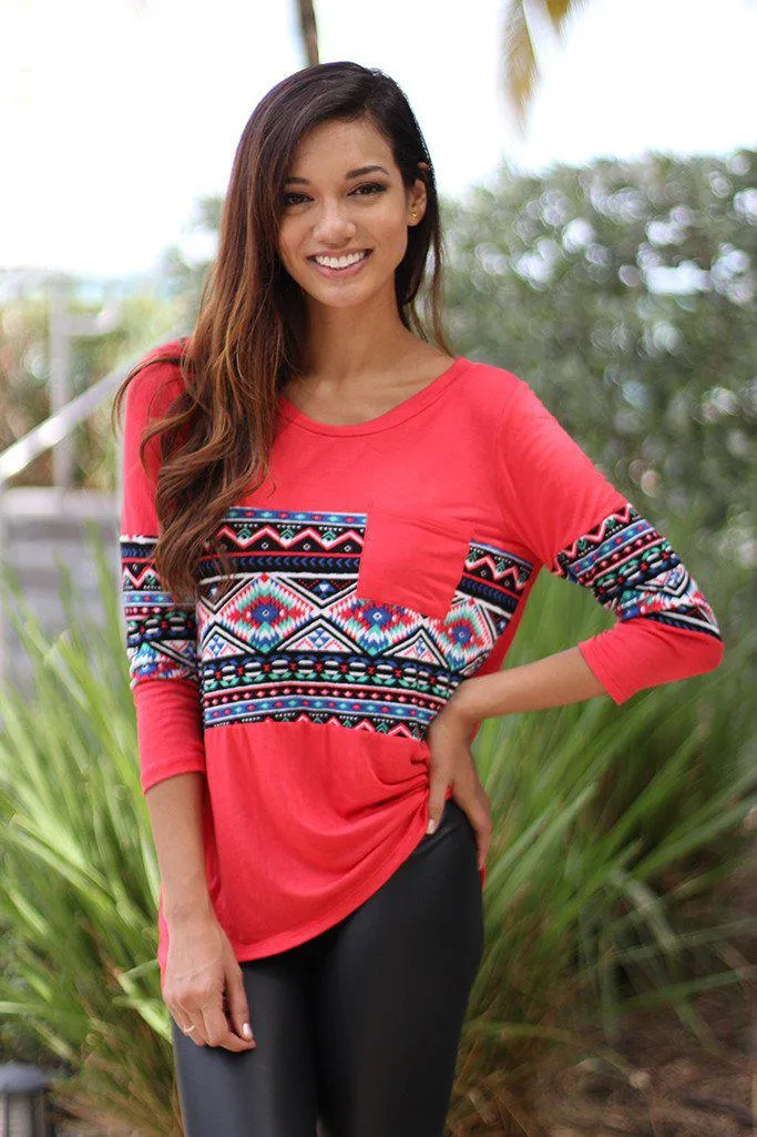 Coral Printed Top