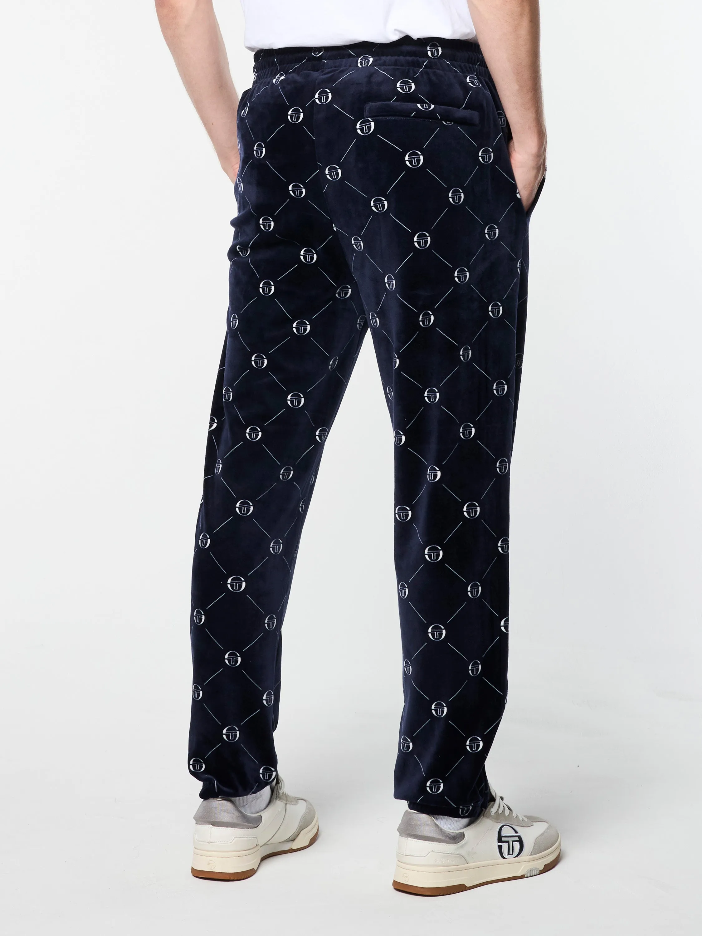 Cosimo Velour Track Pant- Maritime Blue