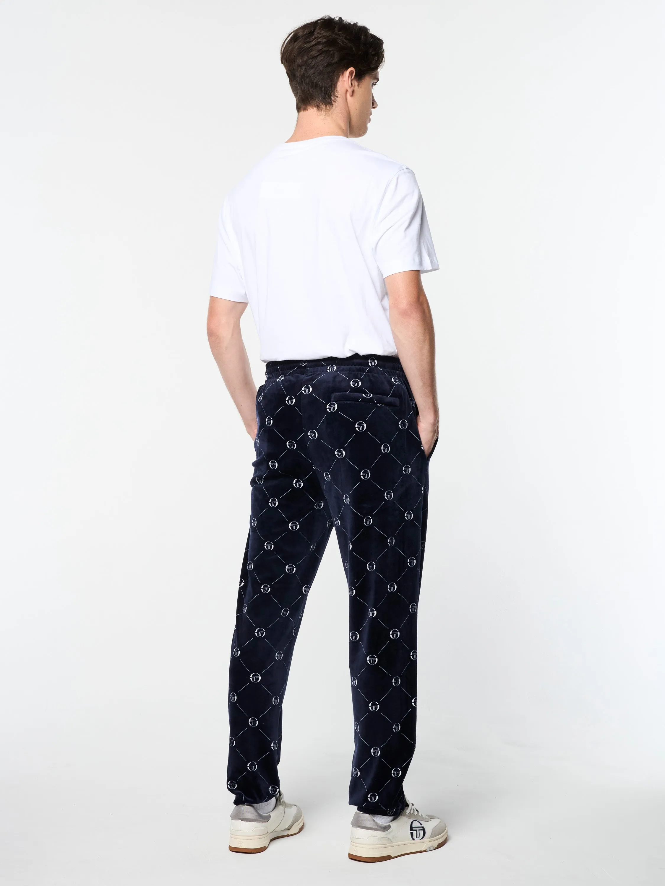 Cosimo Velour Track Pant- Maritime Blue