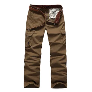 COTTON CASUAL DRAWSTRING MULTI-POCKETS CARGO PANTS