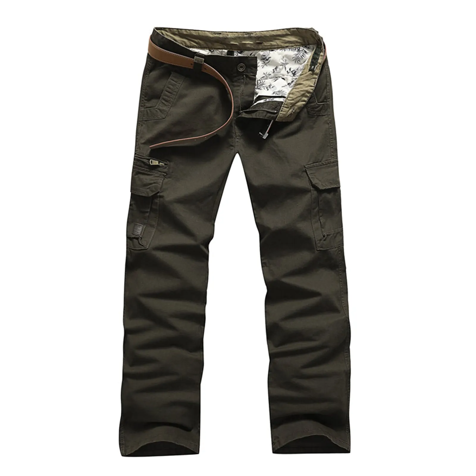 COTTON CASUAL DRAWSTRING MULTI-POCKETS CARGO PANTS