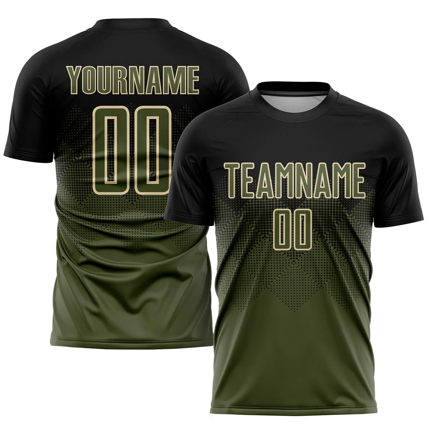 Custom Black Olive-Cream Sublimation Soccer Uniform Jersey