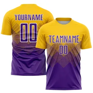 Custom Gold Purple-White Sublimation Soccer Uniform Jersey