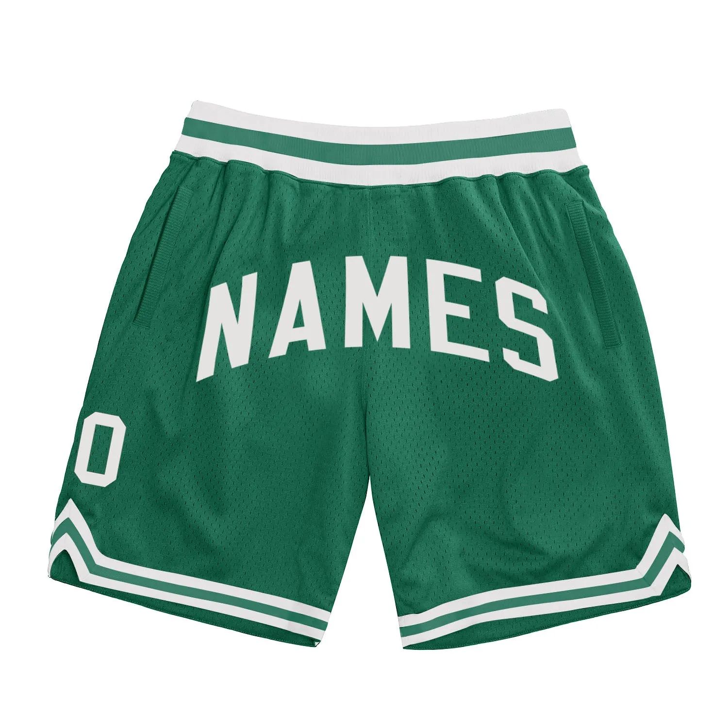 Custom Kelly Green White Authentic Throwback Basketball Shorts