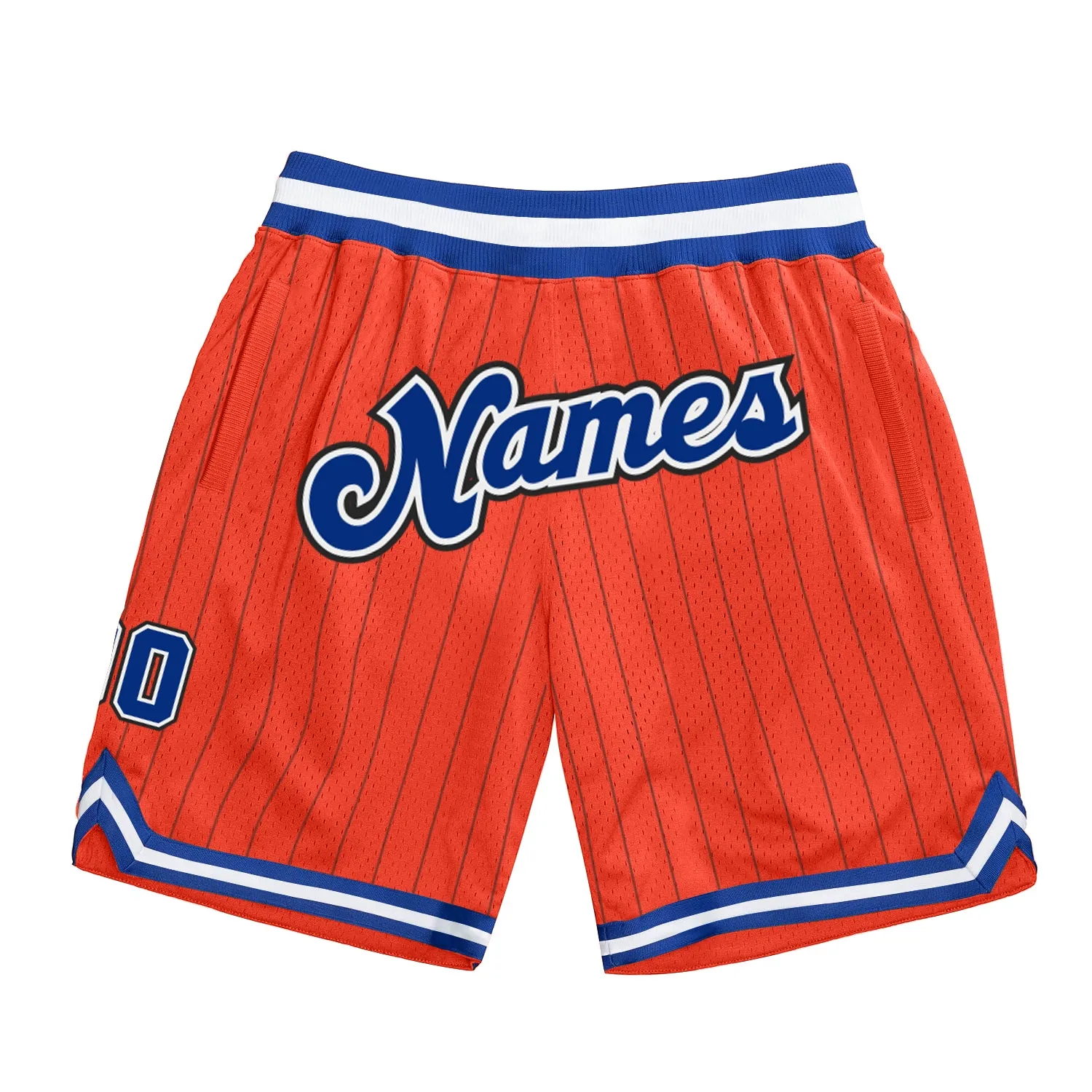 Custom Orange Black Pinstripe Royal-White Authentic Basketball Shorts