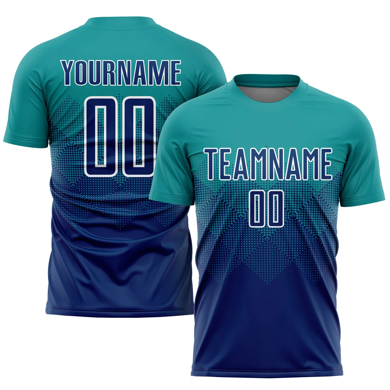 Custom Teal US Navy Blue-White Sublimation Soccer Uniform Jersey