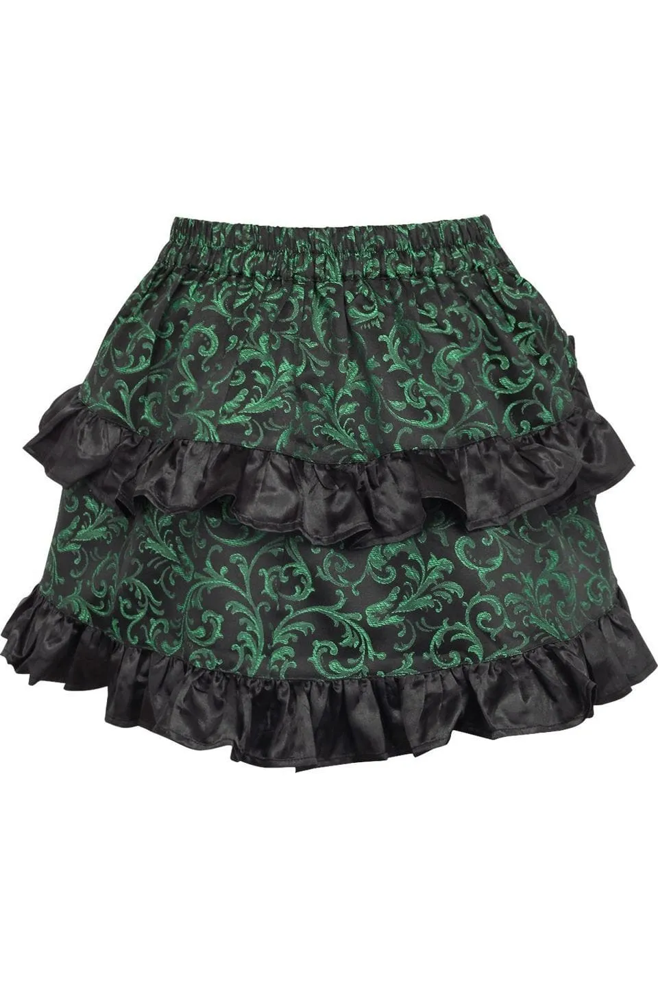 Daisy Corsets Green/Black Brocade Ruched Bustle Skirt