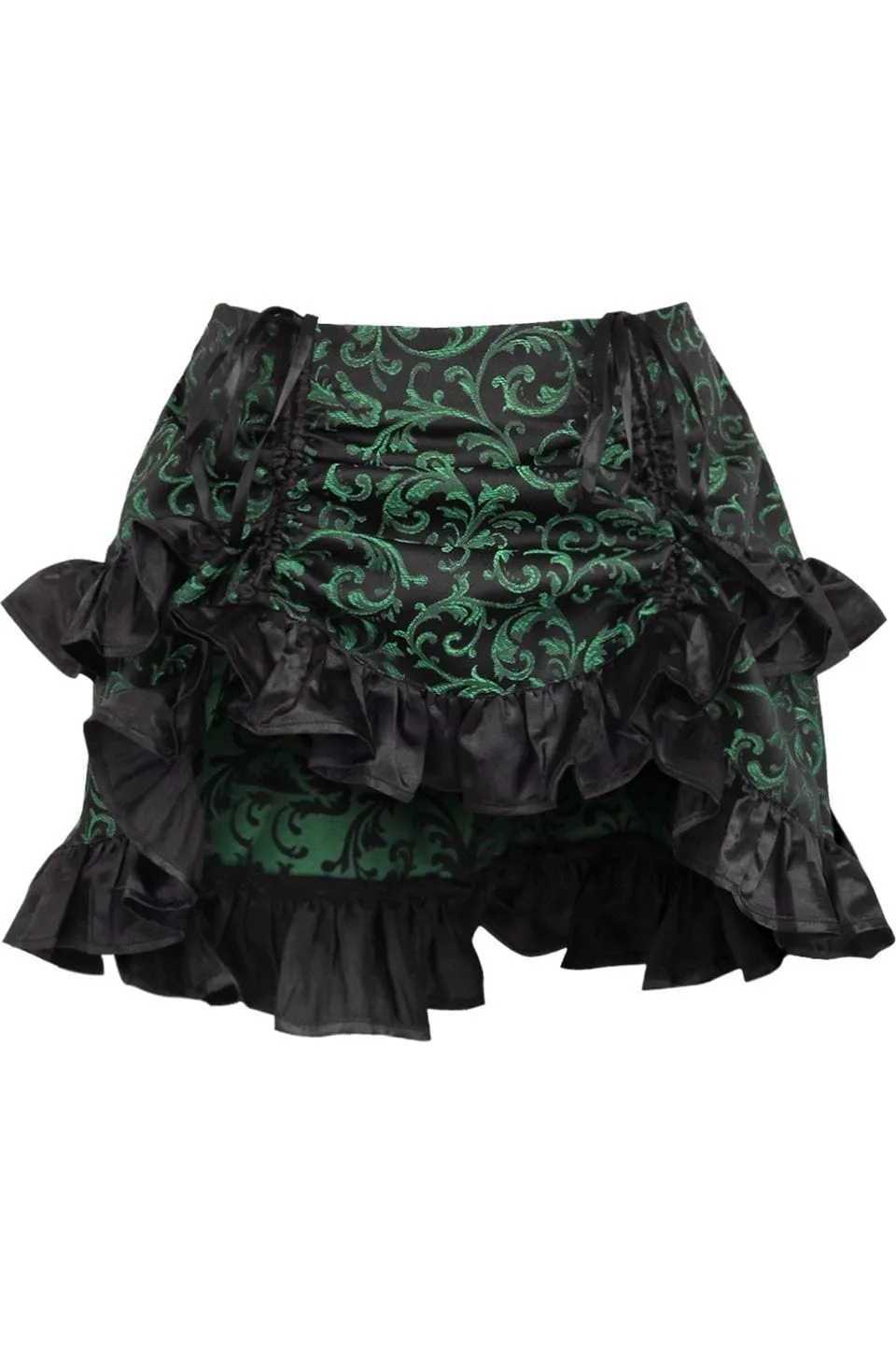 Daisy Corsets Green/Black Brocade Ruched Bustle Skirt