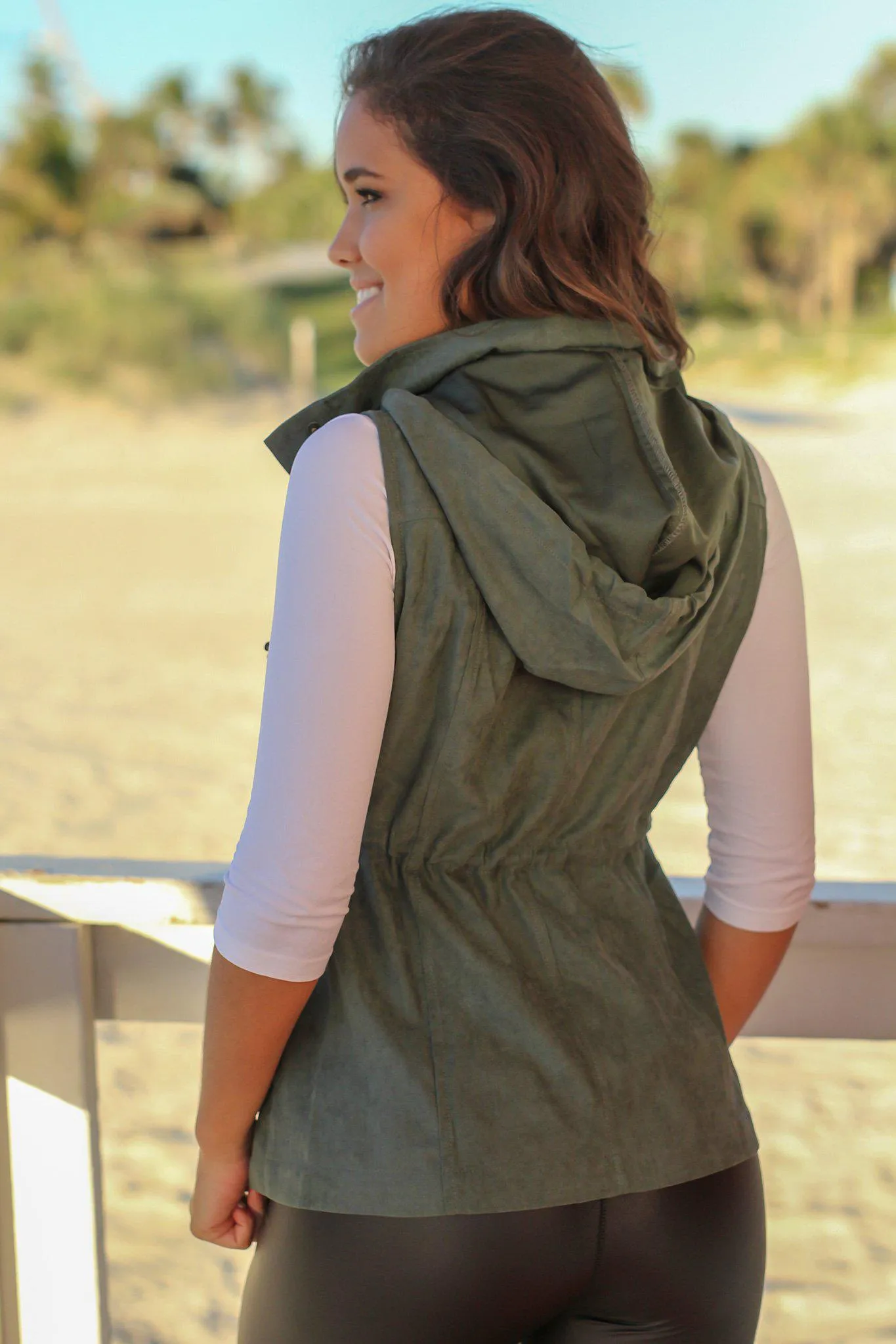 Dark Green Vest with Hood