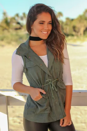 Dark Green Vest with Hood