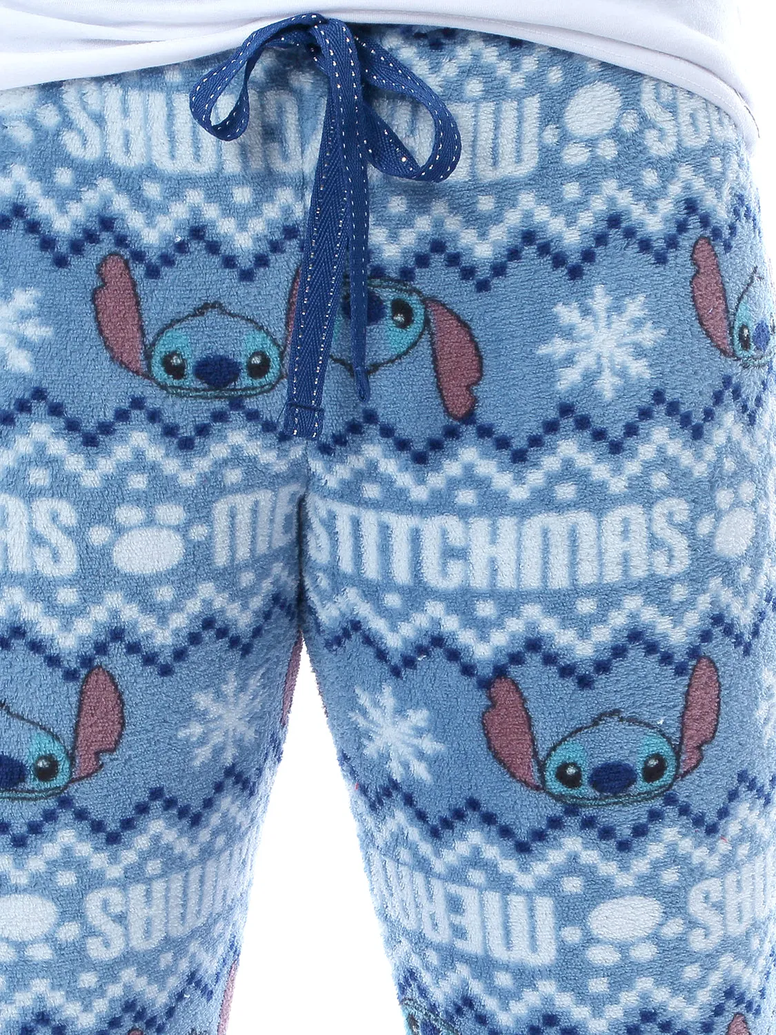 Disney Lilo And Stitch Juniors' Merry Stitchmas Plush Fleece Pajama Pants LG