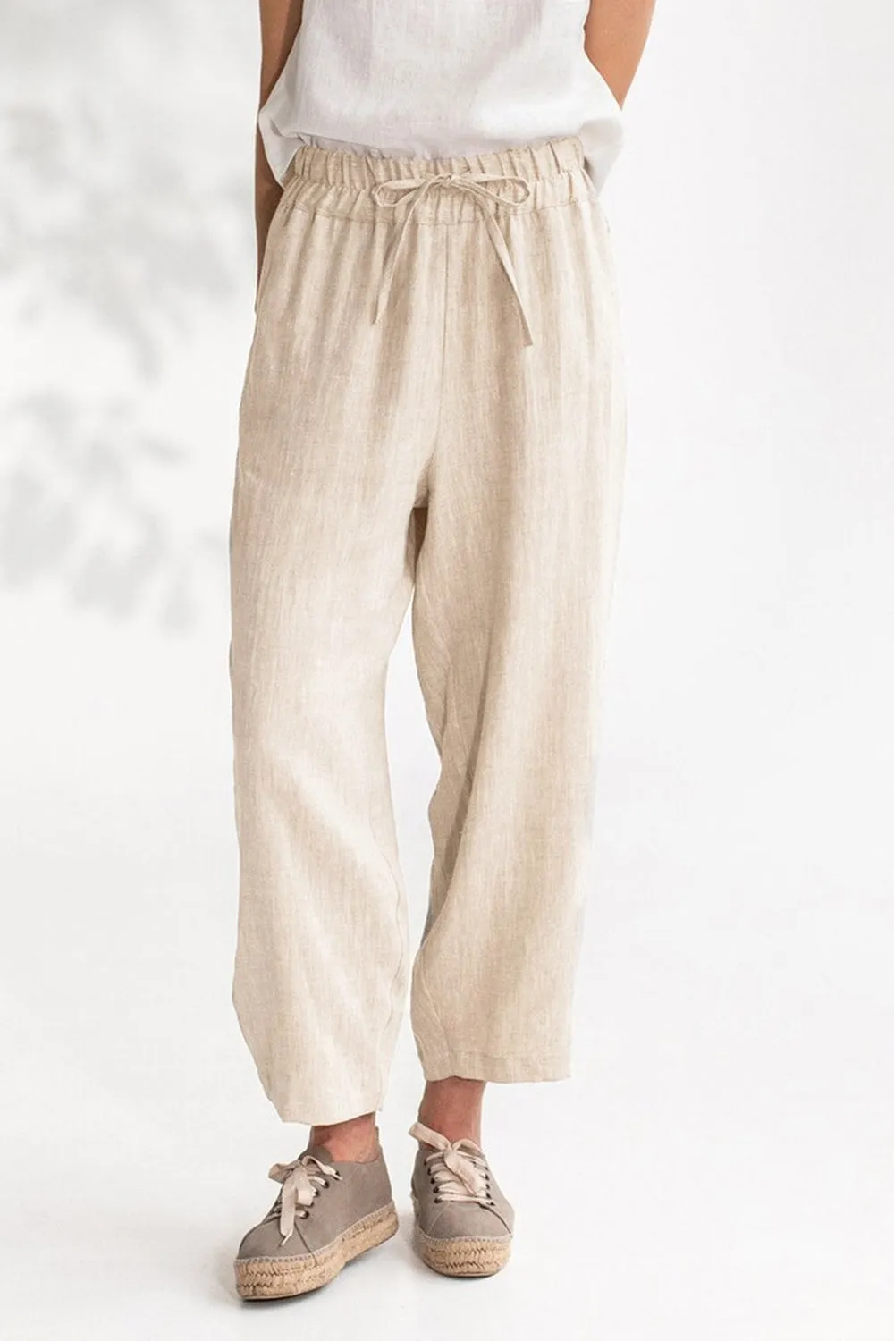 Drawstring Cropped Pants with Pockets