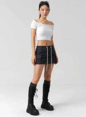 Drawstring Mini Skirt CU326