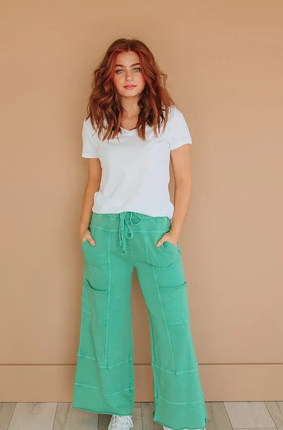 Easy Living Emerald Mineral Washed Pants - FINAL SALE - FINAL FEW