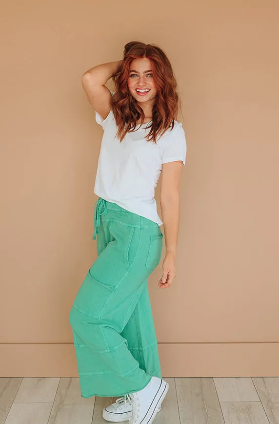 Easy Living Emerald Mineral Washed Pants - FINAL SALE - FINAL FEW