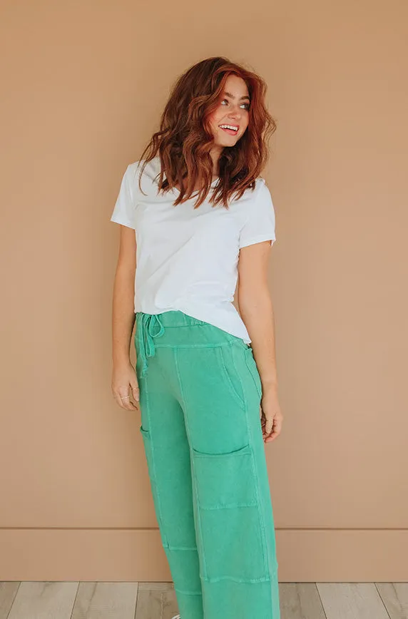 Easy Living Emerald Mineral Washed Pants - FINAL SALE - FINAL FEW