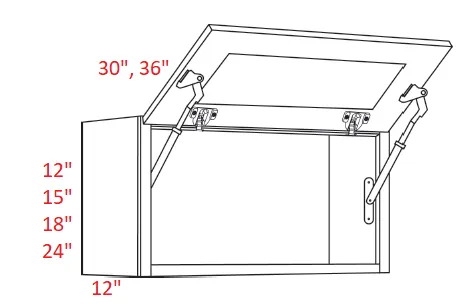 EB02-3618-HD Elegant Smokey Gray Assembled 36x18 Lift-Up Cabinet