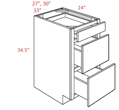 EB10-DB27 Elegant White Assembled 27" Drawer Base Cabinet