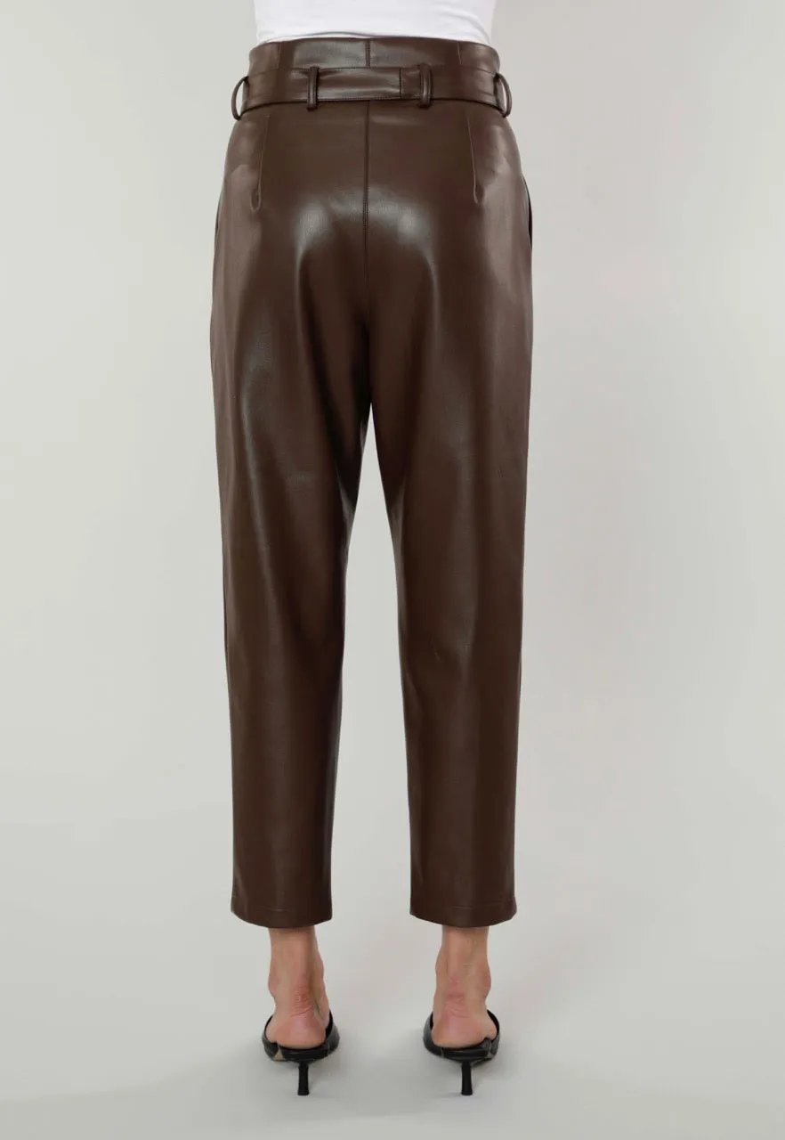 Faux Leather Paper Bag Pants