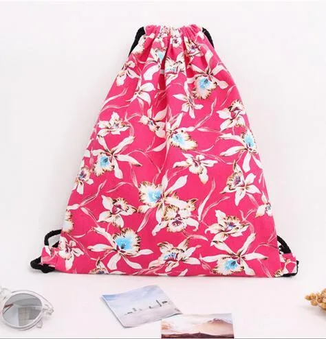 Floral Printed Harajuku Drawstring Bag