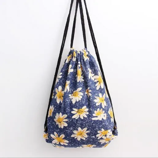 Floral Printed Harajuku Drawstring Bag