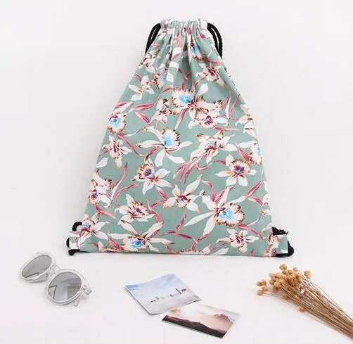 Floral Printed Harajuku Drawstring Bag