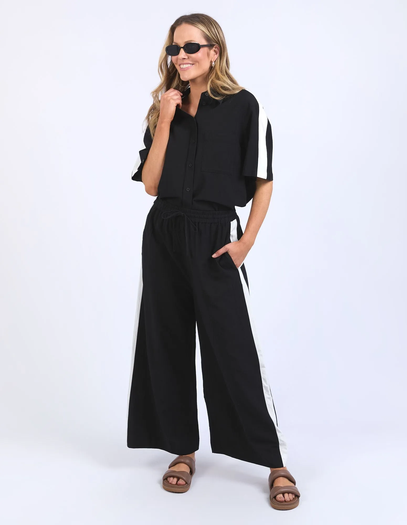 Frances Stripe Pant - Black