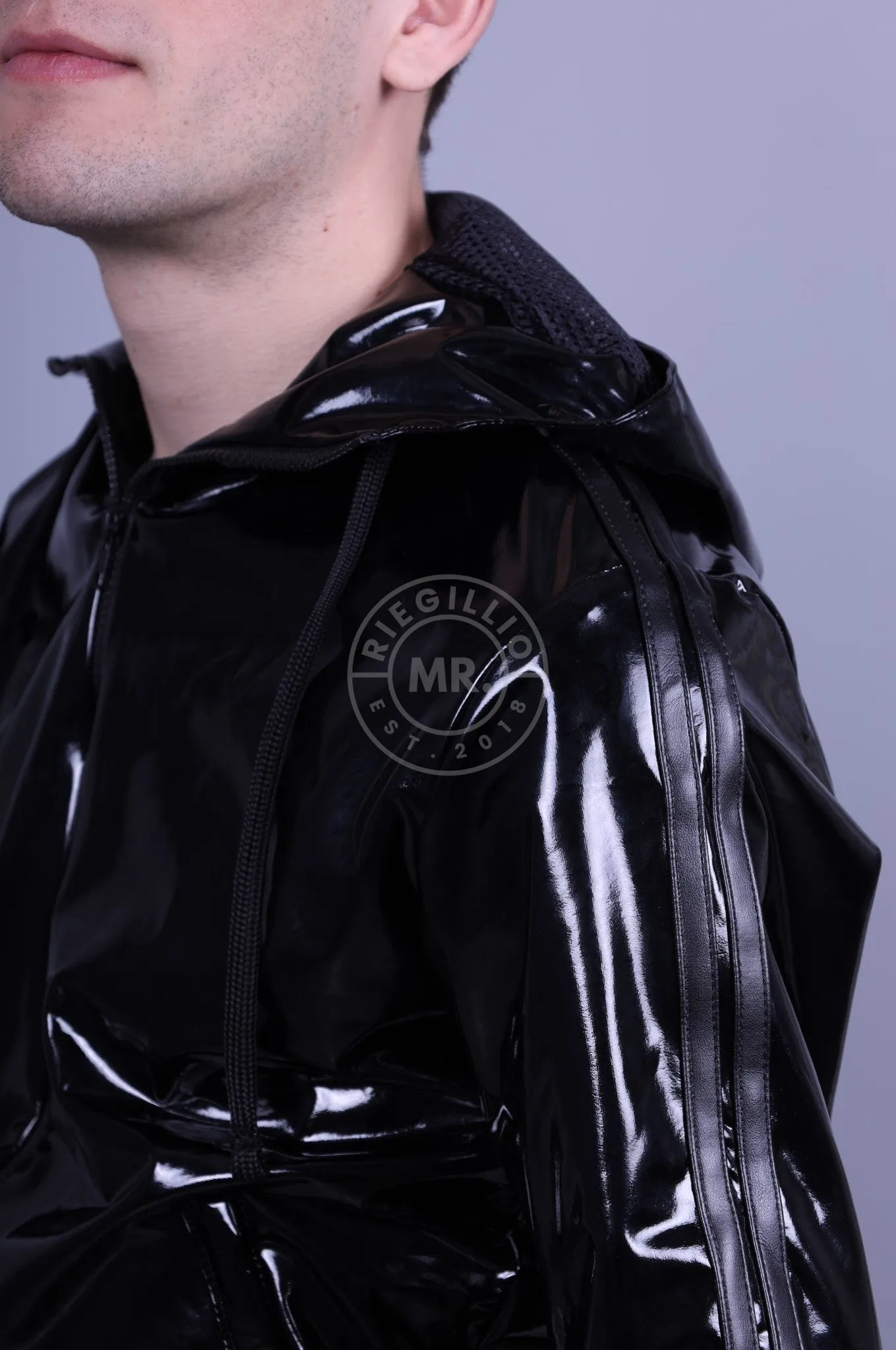 Full Black PVC Tracksuit Jacket