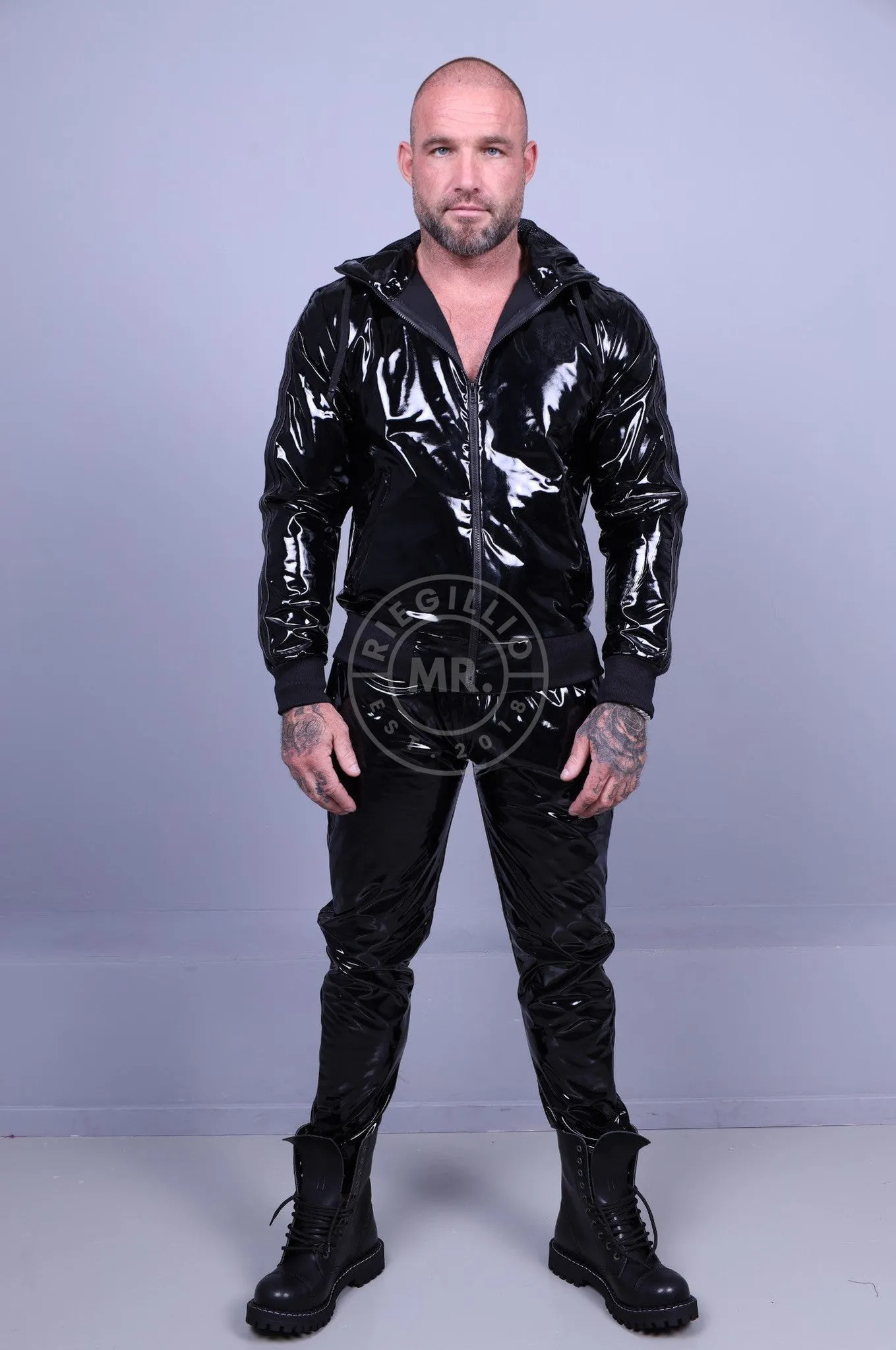 Full Black PVC Tracksuit Jacket