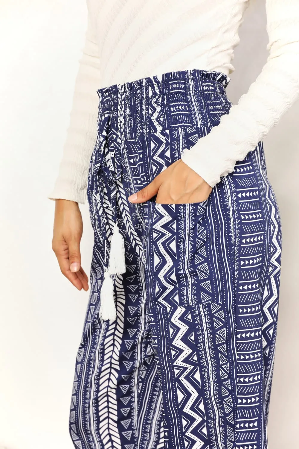 Geometric Print Tassel High-Rise Pants