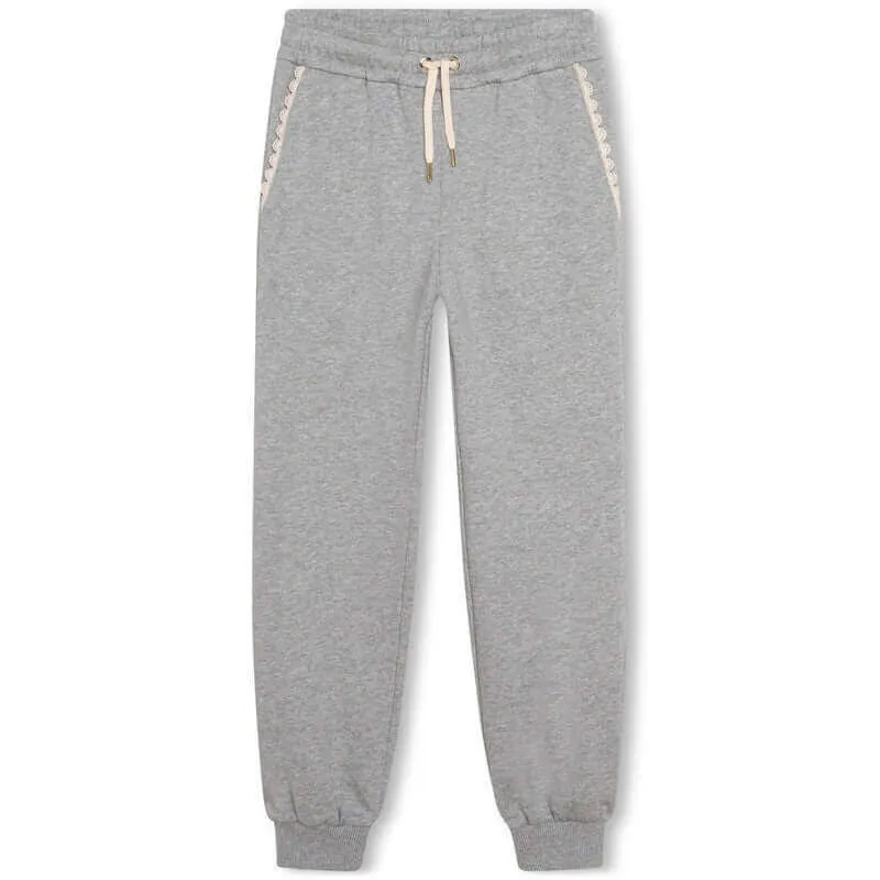 Girls Grey organic fleece Jogging Bottoms