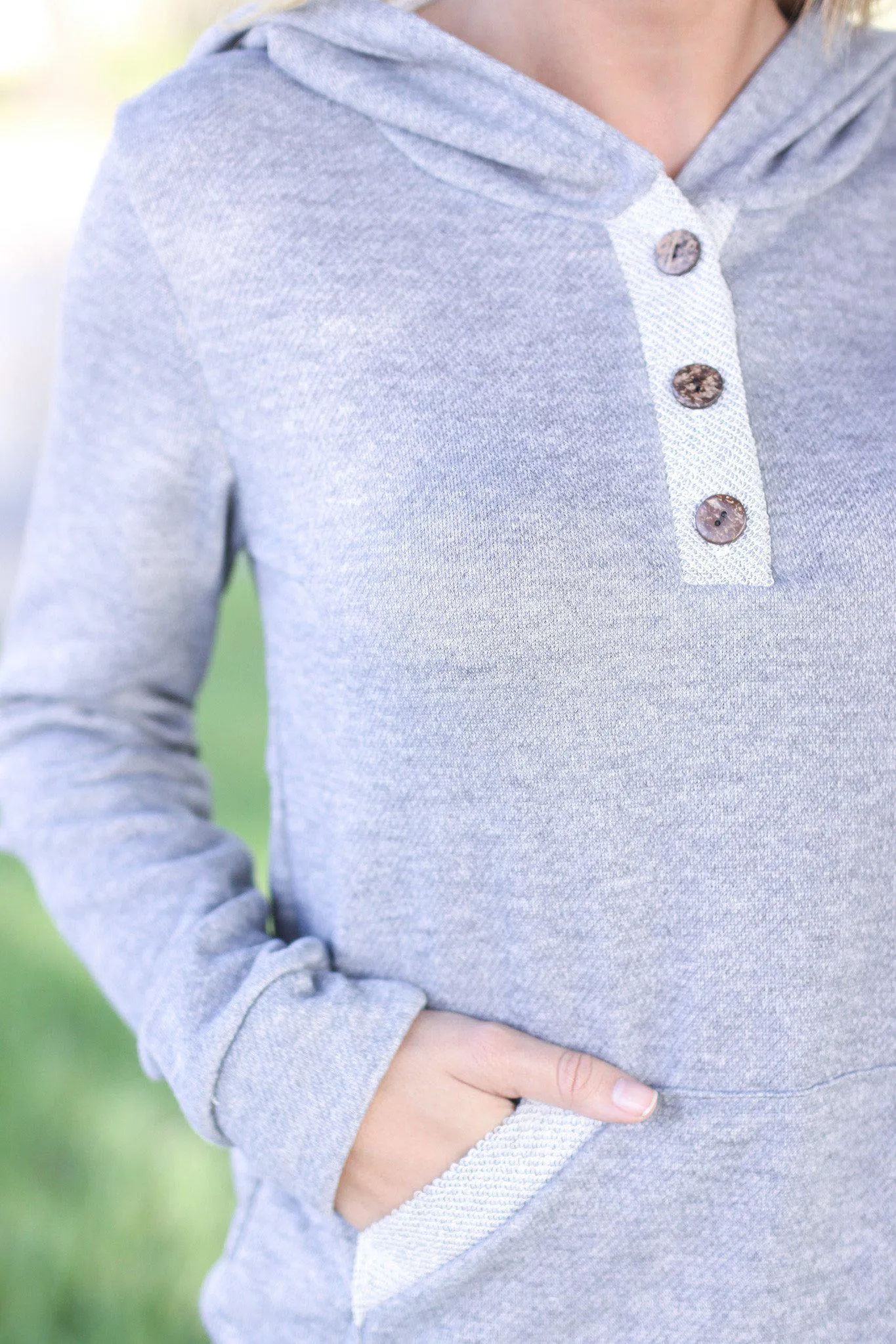 Gray Hoodie with Buttons