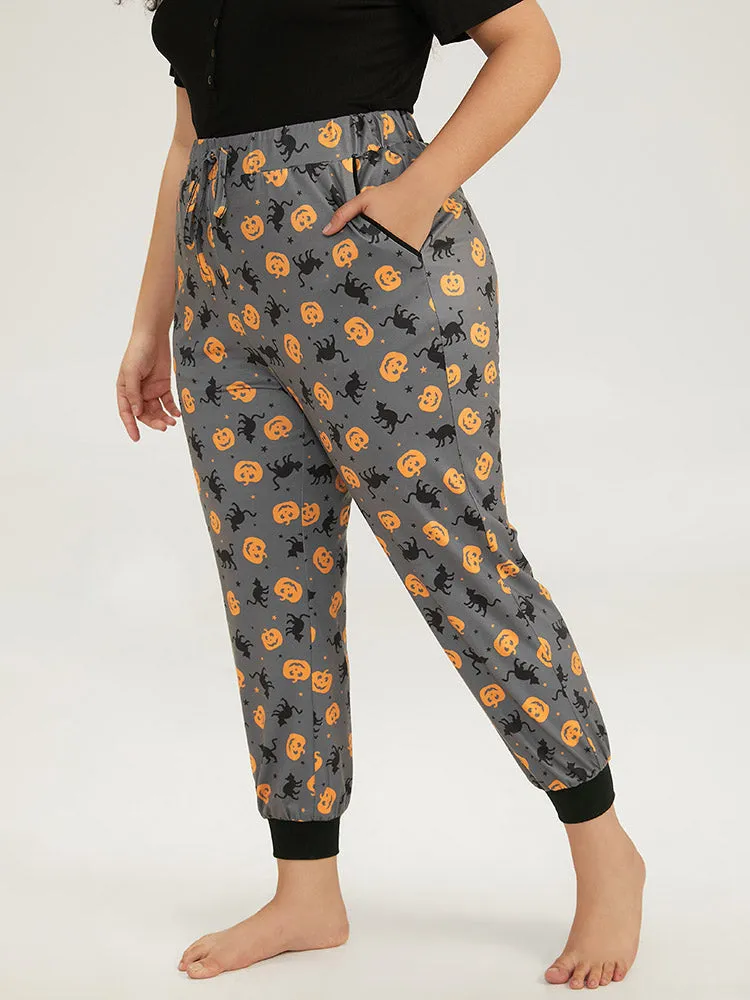 Halloween Print Drawstring Sleep Pants