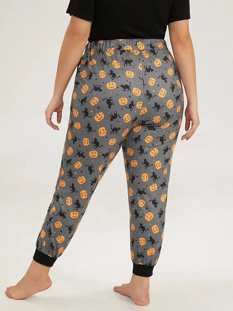 Halloween Print Drawstring Sleep Pants