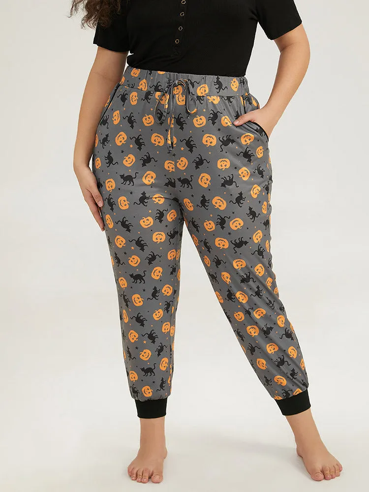 Halloween Print Drawstring Sleep Pants