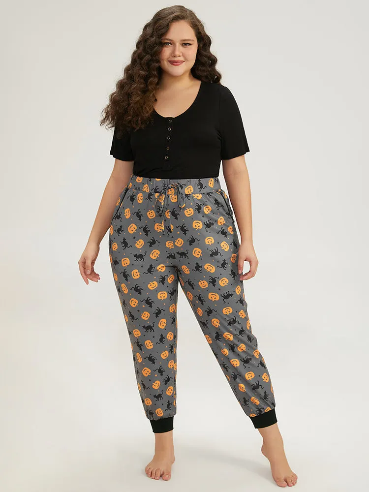 Halloween Print Drawstring Sleep Pants