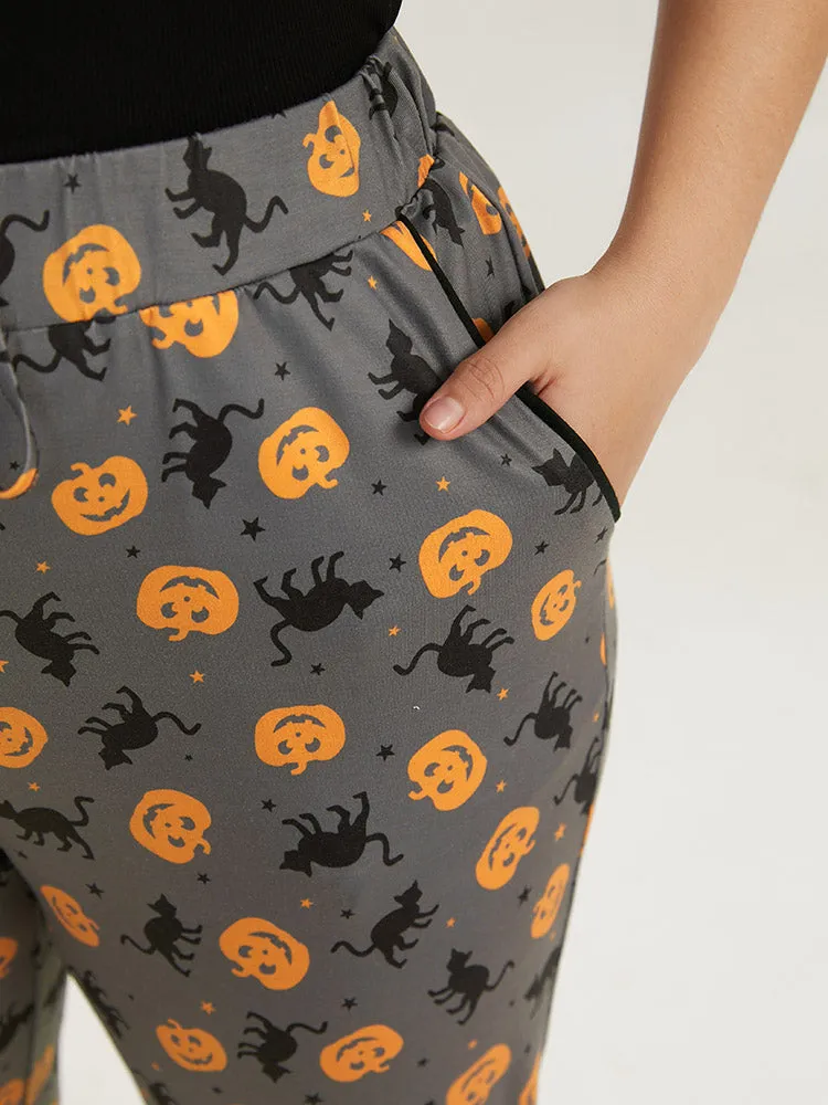 Halloween Print Drawstring Sleep Pants