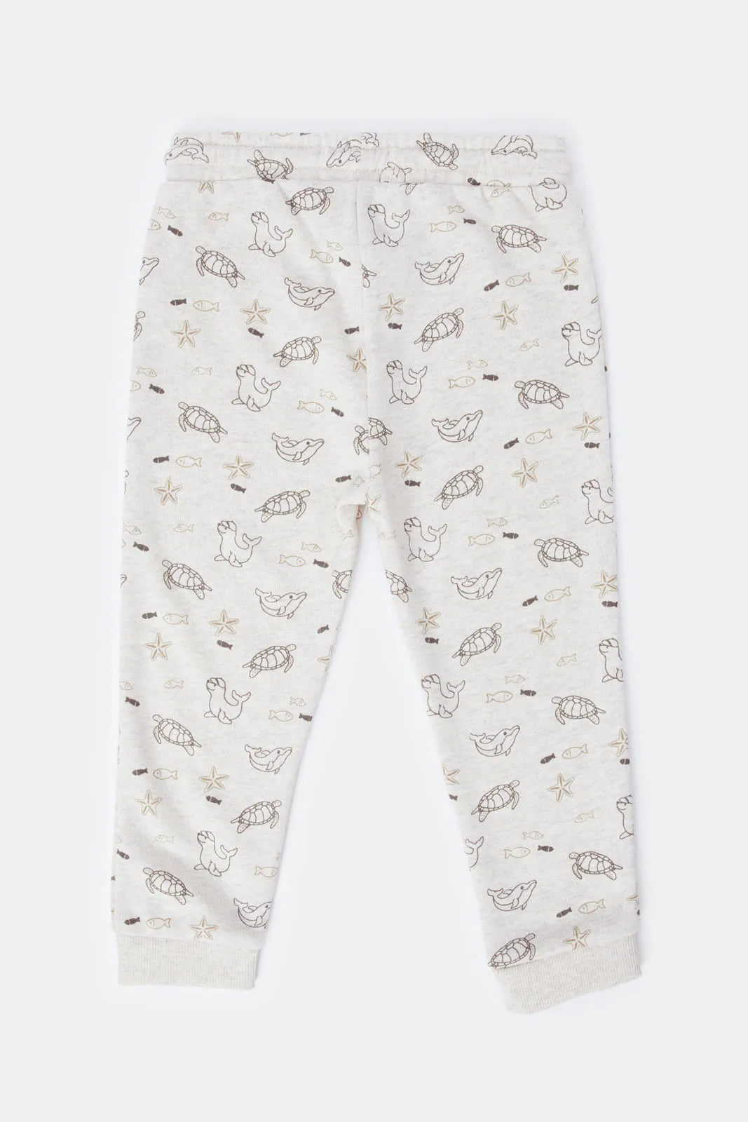 Infant Boys Beige Turtle Print Active Pants