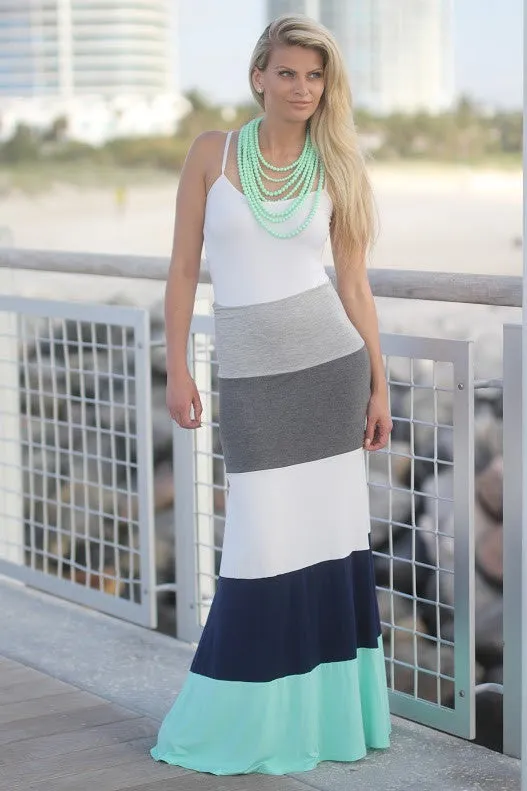 Jade and Navy Maxi Skirt