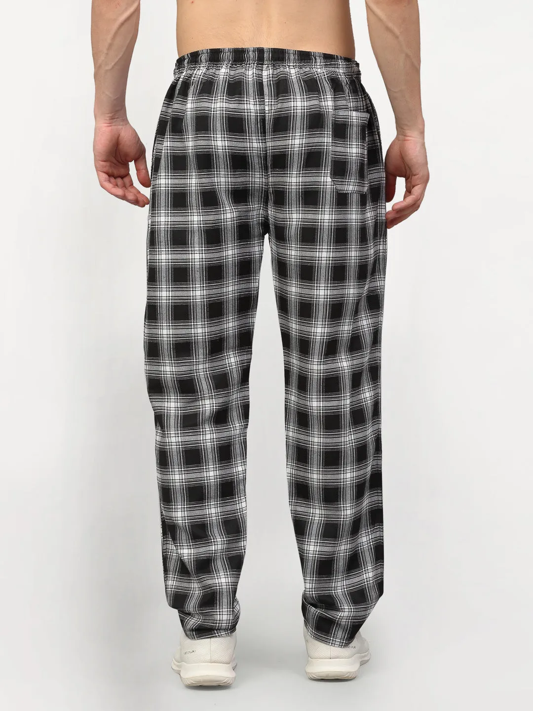 Jashvi Men's Black Cotton Checked Track Pants